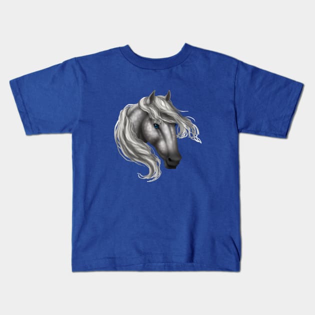 Horse Head - Dapple Blue Eyes Kids T-Shirt by FalconArt